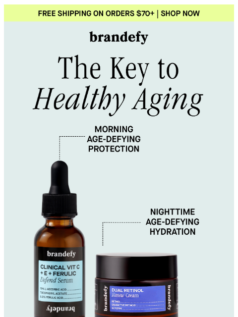 brandefyskin newsletter: Your morning + night anti-aging essentials