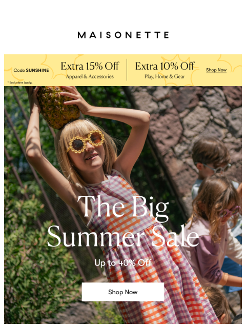 maisonette newsletter: The Best Of Summer: Up To 40% Off