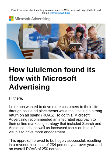 microsoftadvertising newsletter: How lululemon reached new customers ready to buy
