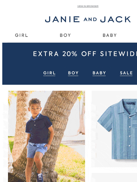 janieandjack newsletter: Just add sun: extra 20% off + up to 60% off