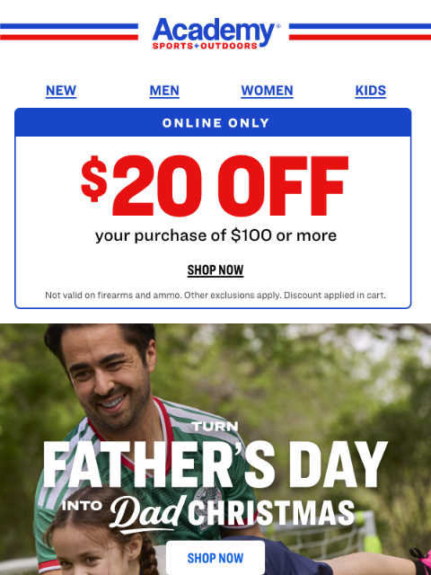 academy newsletter: BOGO 50% Off Fan Shop for Father's Day