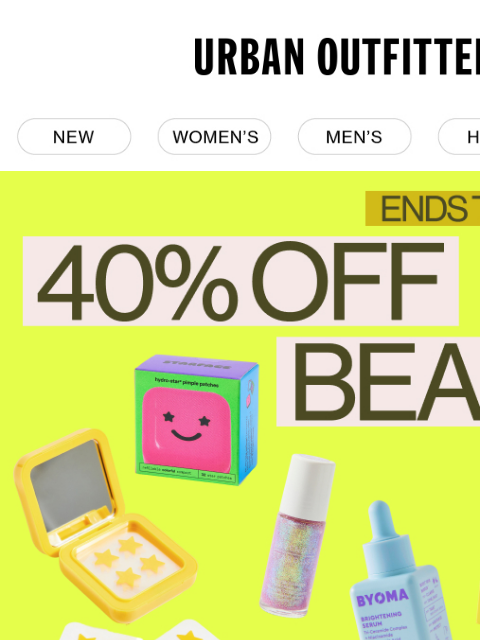 urbanoutfitters newsletter: Ends Today: 40% Off Beauty!