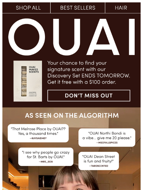 theouai newsletter: ONE day left: free Scent Discovery Set