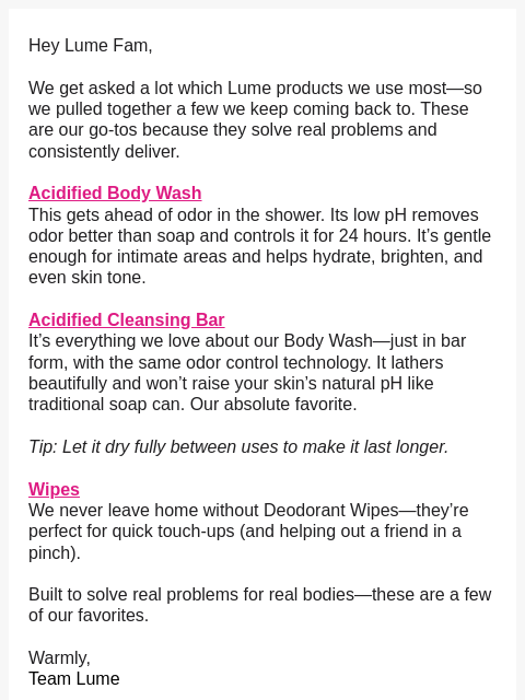 lumedeodorant newsletter: Yes, we use these too 🙂