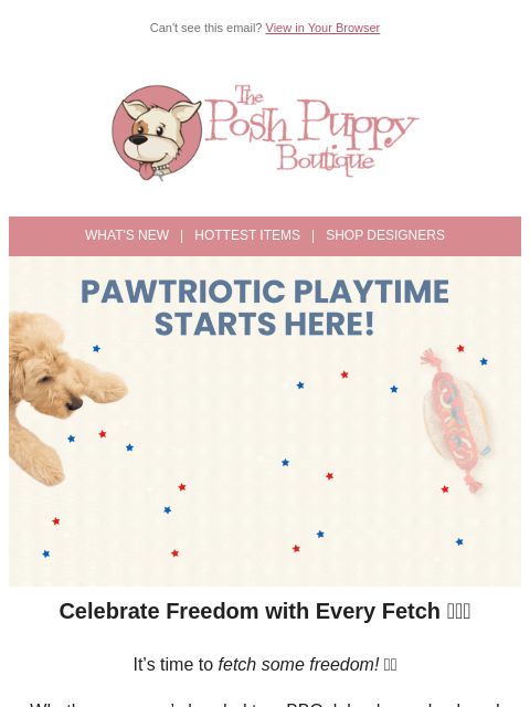 poshpuppyboutique newsletter: Stars, Stripes & Squeaks 🇺🇸🧸