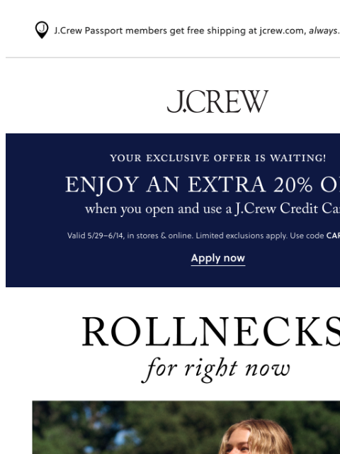jcrew newsletter: New Rollnecks for right now