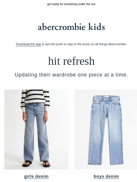 abercrombie newsletter: staples for all their summer plans