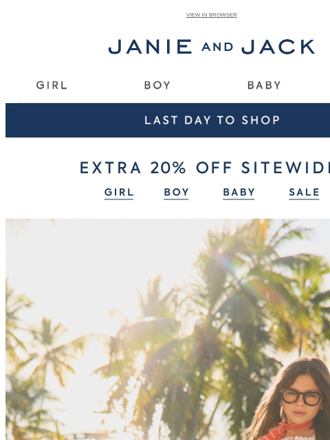 janieandjack newsletter: Ends tonight: free shipping + extra 20% off