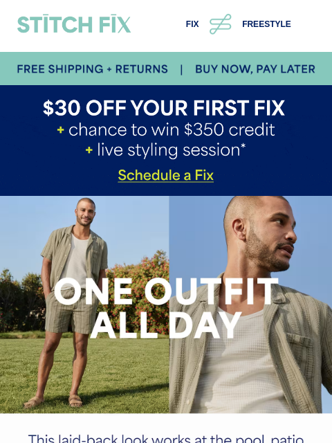 stitchfix newsletter: $30 off + win $350 credit