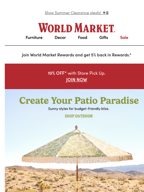 emailworldmarket newsletter: Your patio paradise awaits 🏝️