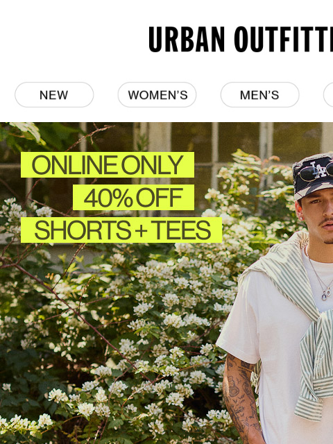 urbanoutfitters newsletter: 40% off our best-selling jorts & tees