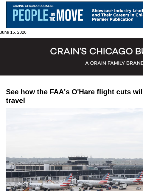 crainalerts newsletter: How O’Hare flight cuts may affect summer travel