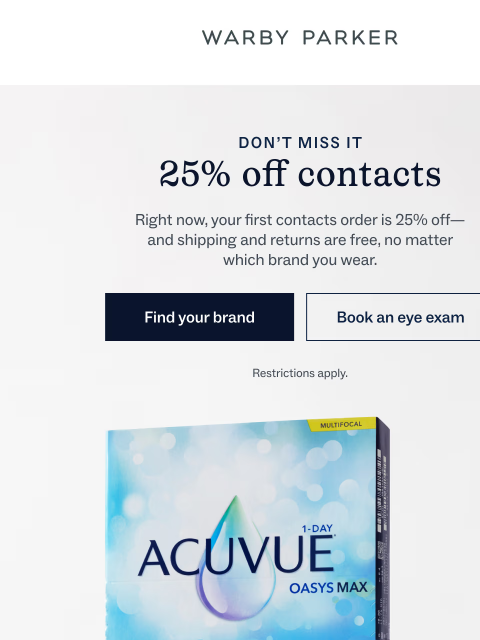 warbyparker newsletter: Make the switch, save 25%