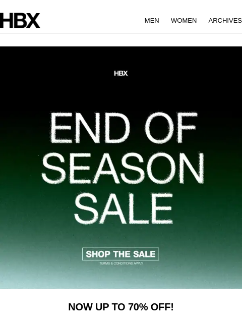 hbx newsletter: Now Up To 70% Off