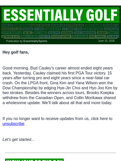 newsbreakexpress newsletter: Koepka’s WD; Morikawa’s Wholesome Update & More