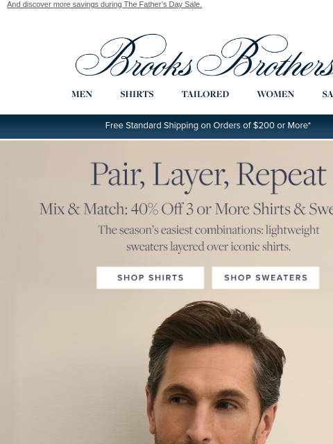 brooksbrothers newsletter: Up to 40% off your shirt & sweater looks