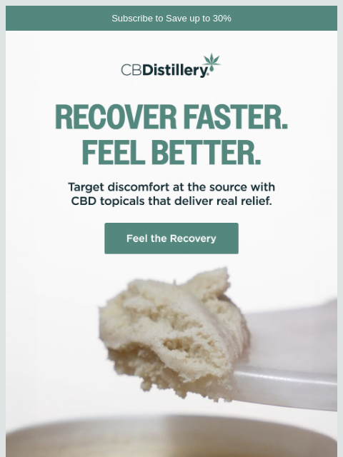 thecbdistillery newsletter: Tough Workout? Feel the Recovery.