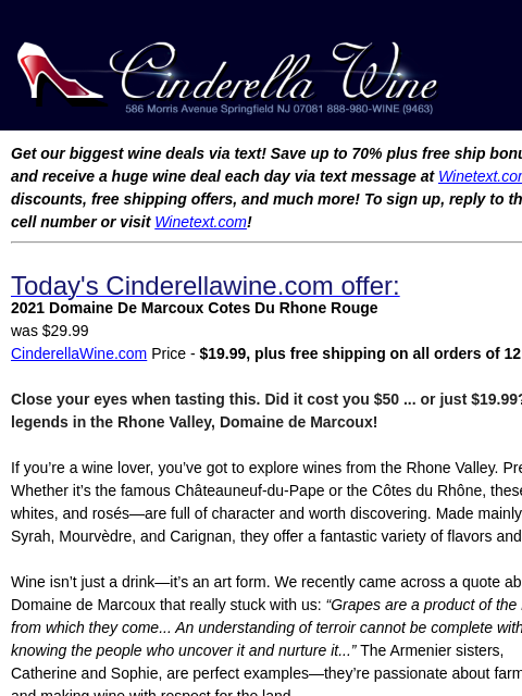 winelibrary newsletter: 2021 Domaine De Marcoux Cotes Du Rhone Rouge. Free...