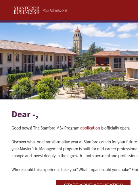 stanford newsletter: MSx Application is Now Open!