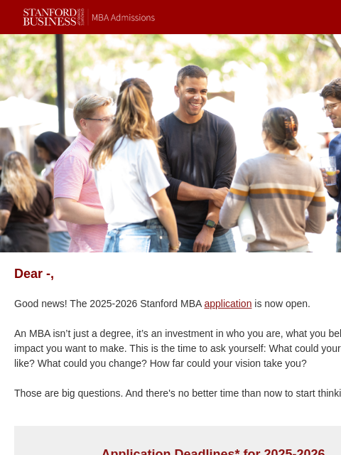 stanford newsletter: MBA Application is now open!