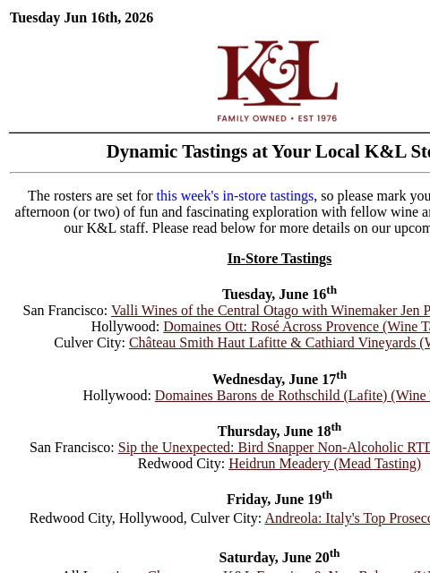 klwines newsletter: Discover Lafite, Raise a Glass to National Prosecc...