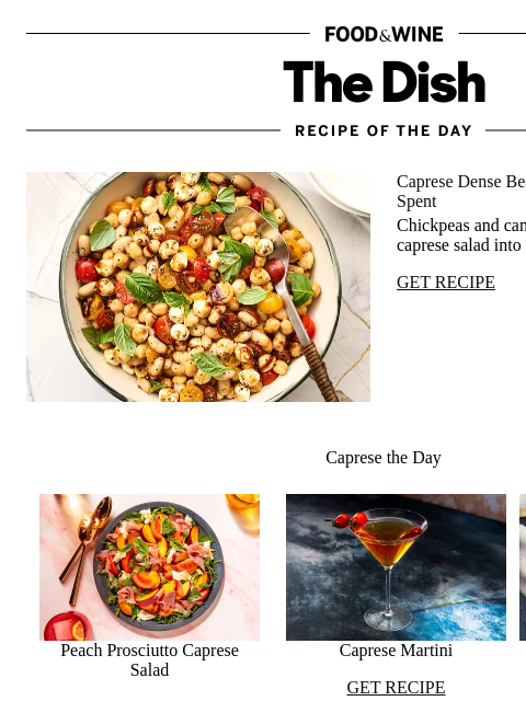 foodandwine newsletter: Caprese Dense Bean Salad