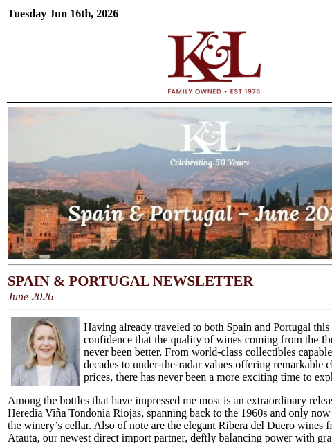 klwines newsletter: K&L Spain & Portugal Newsletter: Rioja, Cava, Alba...