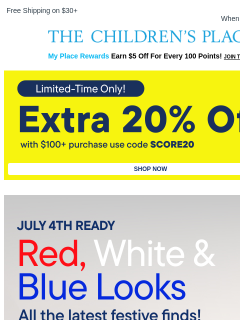 childrensplace newsletter: July 4th Looks for Fireworks & Beyond 🎆