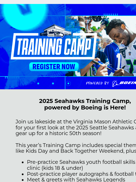 seahawksemail newsletter: Join Us at Seahawks Training Camp!