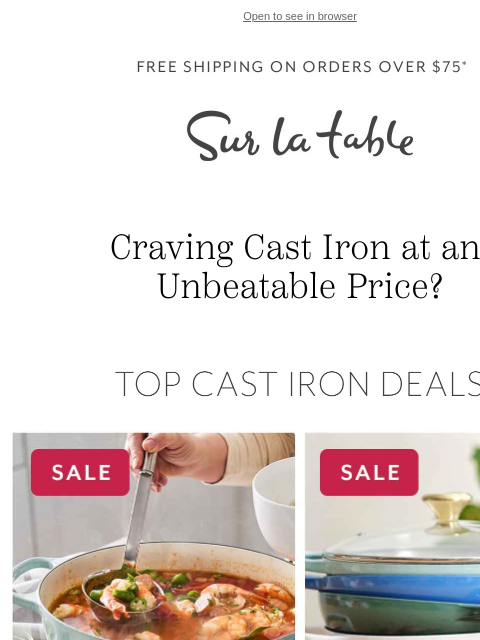surlatable newsletter: Cast Iron & Sunshine – Summer Cooking Starts Here.
