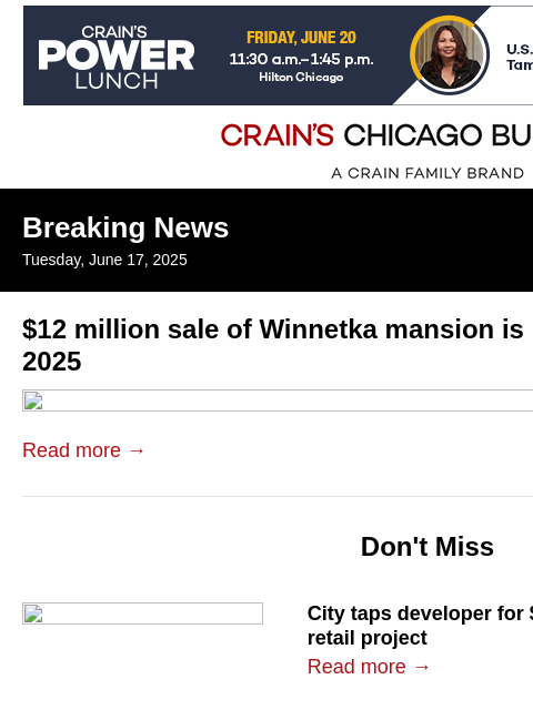 crainalerts newsletter: 2025's highest-priced home sale so far: This $12M ...