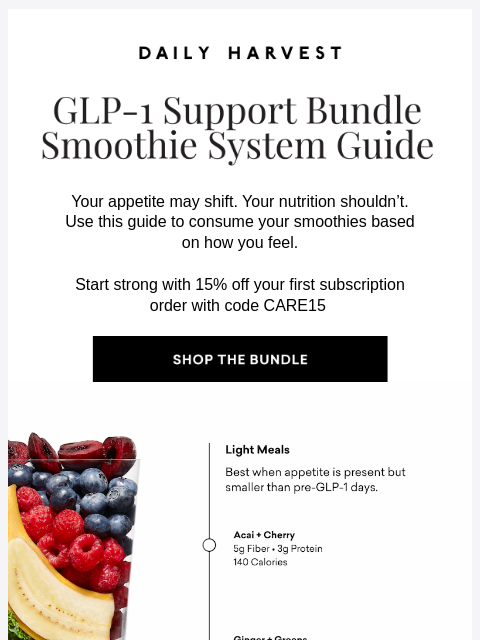 daily-harvest newsletter: GLP-1 nutrition support = handled