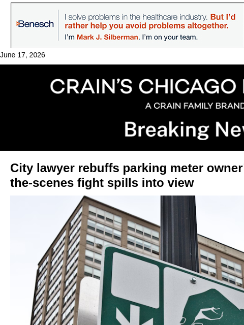 crainalerts newsletter: New documents reveal battle over parking meter sal...