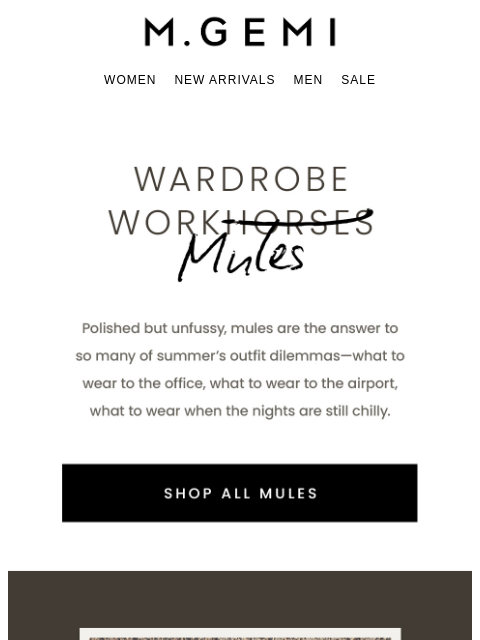 mgemi newsletter: Italian-Made Mules