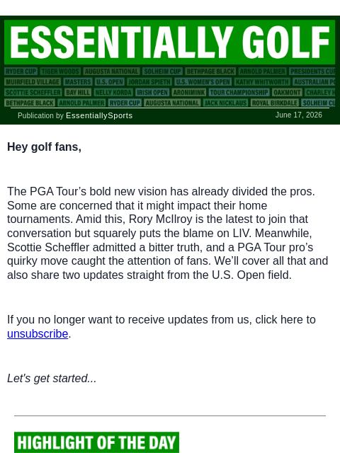 newsbreakexpress newsletter: ‘LIV Created False Economy’: McIlroy