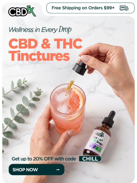 cbdfx newsletter: Explore our CBD & THC Tincture Oils! 💧