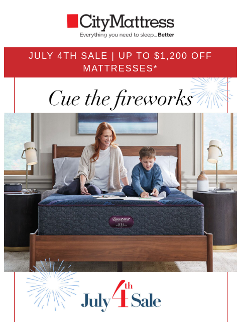 citymattress newsletter: Save up to $1,200 at our July 4th Sale