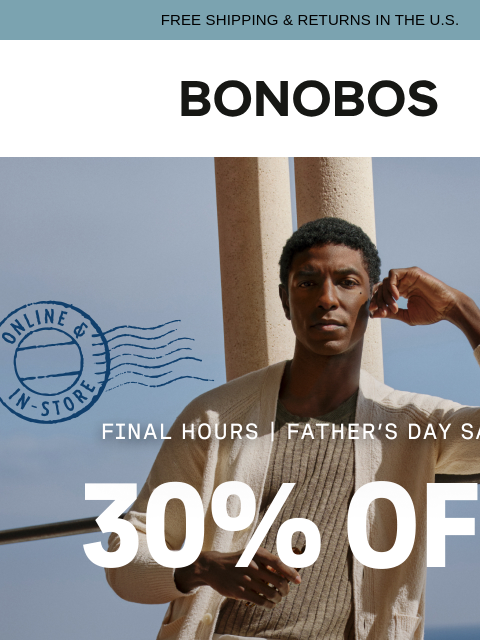 bonobos newsletter: Clock’s Ticking for 30% Off