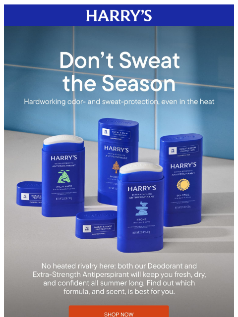 harrys newsletter: Hardworking deodorant, made for summer