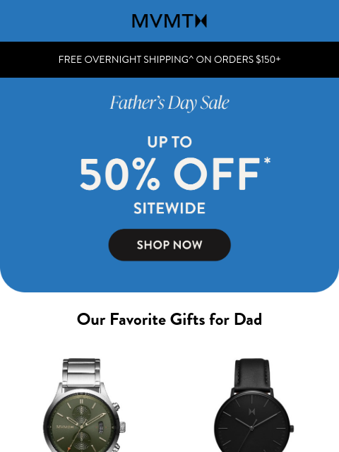 mvmt newsletter: Free Overnight Shipping is on!