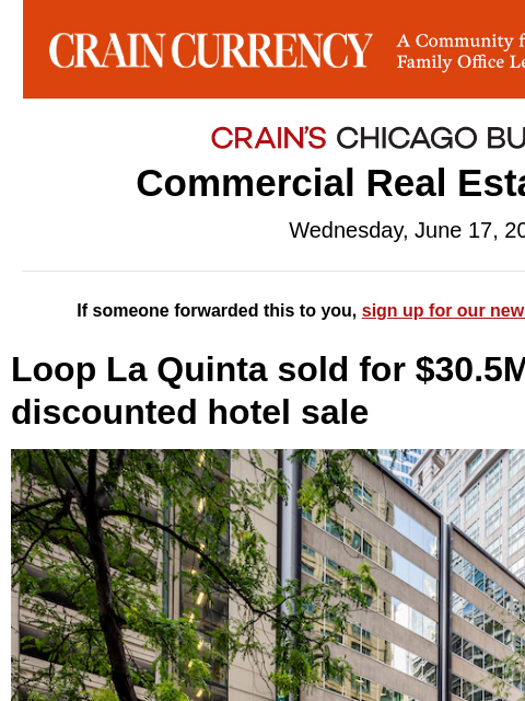 crainalerts newsletter: Loop hotel sells at big discount