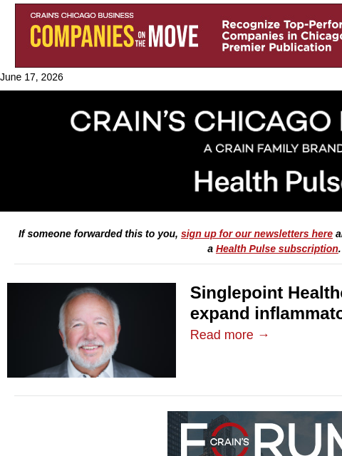 crainalerts newsletter: Singlepoint keeps up expansion