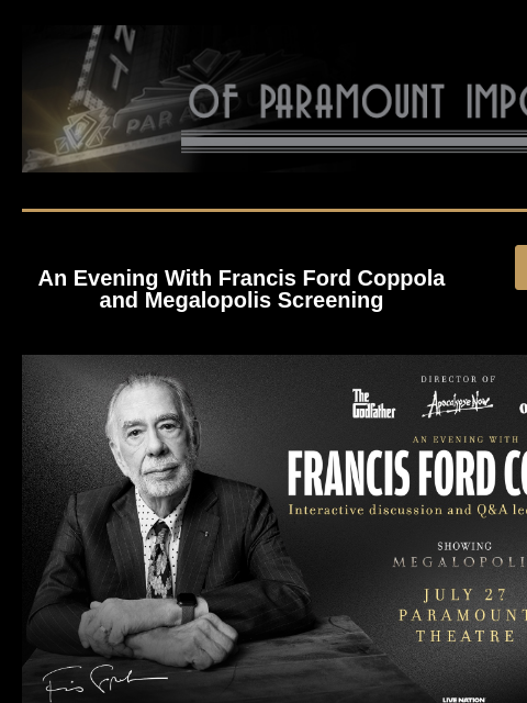 paramountdenver newsletter: Francis Ford Coppola | CoCoMelon | Randy Travis Sw...