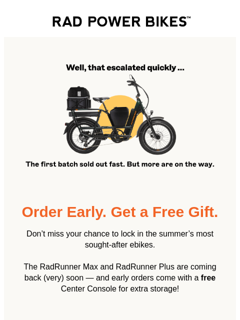 radpowerbikes newsletter: They Sold Out Fast Last Time ⚡ Claim Yours Now
