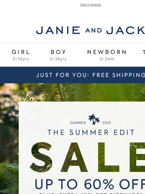 janieandjack newsletter: Friendly reminder: free shipping ends tonight