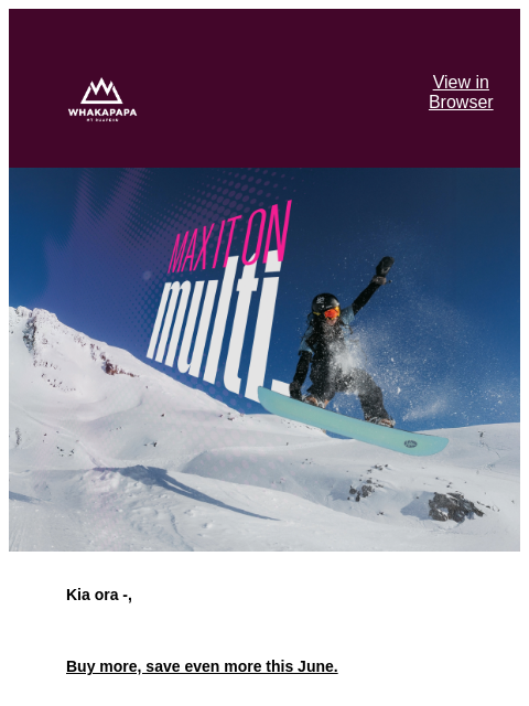 whakapapa newsletter: Save up to 35% on day passes this June