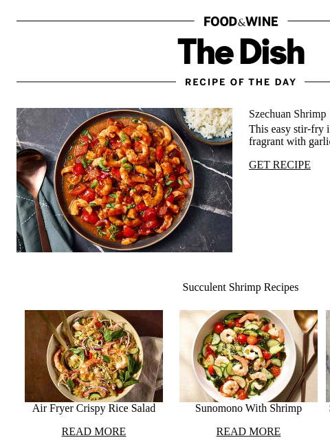 foodandwine newsletter: Szechuan Shrimp