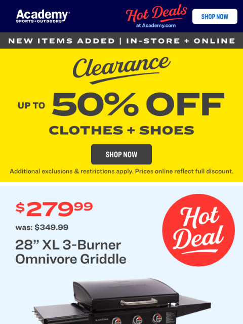 academy newsletter: Big CLEARANCE Savings: Up to 50% OFF Clothes + Sho...