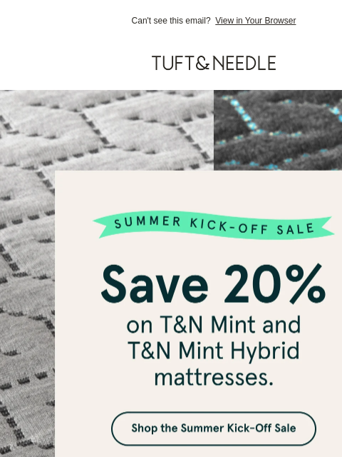 tuftandneedle newsletter: Hours left to save 20%