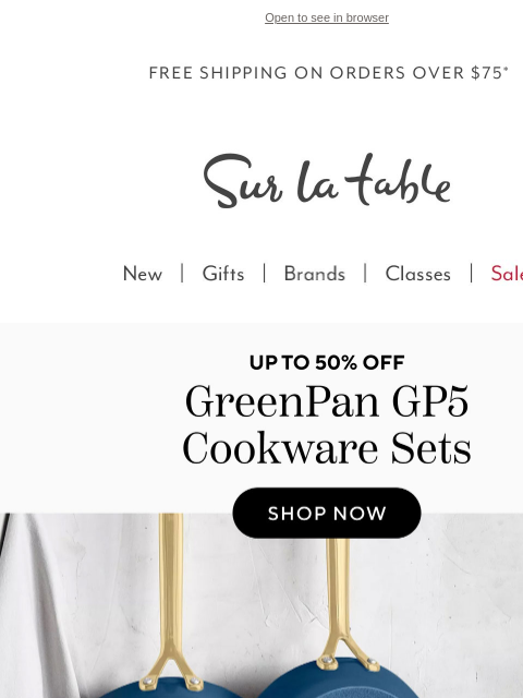 surlatable newsletter: Up to 50% off GreenPan GP5 nonstick sets.
